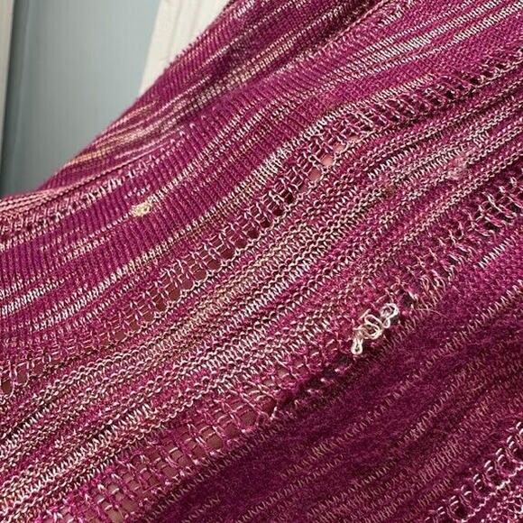 Cache Sweater Womens Medium Maroon Sheer Knit Pullover Y2K Early 2000s - Picture 7 of 8